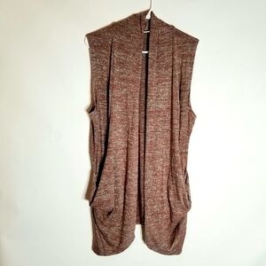 Logo by Lori Goldstein Women's Large Open Front Sleeveless Cardigan Sweater